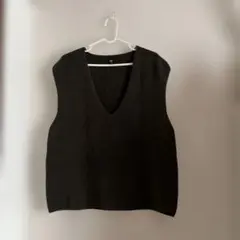 UNIQLO ニットベスト XL ダークグリーン