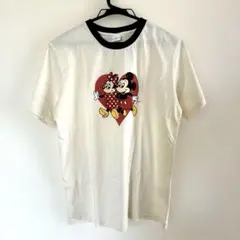 美品✨️【Disney】ミッキー＆ミニーTシャツМサイズバニラホワイト