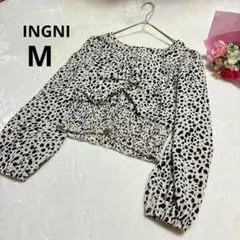 ★ INGNI 総柄 ブラウス クロップド丈 ヒョウ柄 M イング