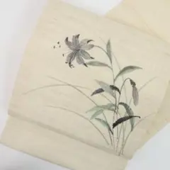 ⭐️胡瓜？夏野菜かな？⭐️夏物　九寸名古屋帯　絽　夏帯　普段着物　絽塩瀬　手描き ⭐️胡瓜？夏野菜かな？⭐️夏物 九寸名古屋帯 絽 夏帯 普段着物 絽
