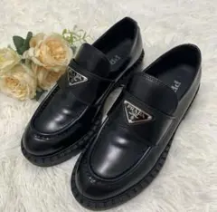 PRADA チョコレート ブラッシュド レザーローファー