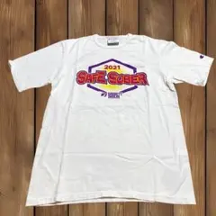 Champion グッドプリント 企業ロゴ 両面Tシャツ M