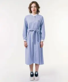 【最終値下げ⠀】ラコステ ストライプ マキシ丈 バンドカラーシャツドレス