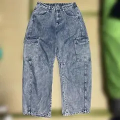 デニムワイドパンツ カーゴスタイル