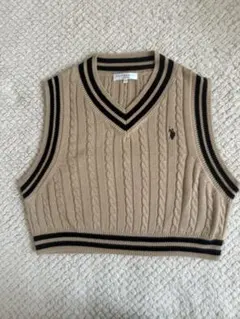 U.S. POLO ASSN. ベージュ ケーブルニットベスト
