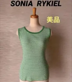 【美品】SONIA RYKIEL ノースリーブ ボーダー カットソー サイズ40のサムネイル