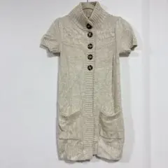 Gap 【XS】 ギャップ アイボリー ニットカーディガン 半袖 チュニック丈