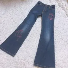 mezzo piano リボン 刺繍 ブーツカット デニム 130［A216］のサムネイル