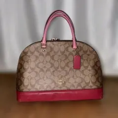 COACH コーチ シグネチャー ハンドバッグ ミニボストン ピンク