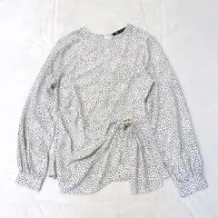 ZARA　ドット柄ブラウス　シフォンブラウス　ホワイト　オフィス　式典　M
