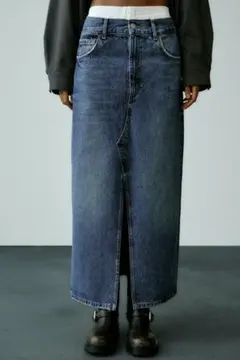 ZARA　TRF ボクサーディテール デニムスカート　Mサイズ