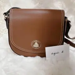 【美品】agnès b. レザー　ショルダーバッグ　ターンロック