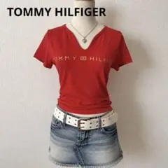 TOMMY HILFIGER ロゴTシャツ 赤 Y2K 平成ギャル Vネックのサムネイル