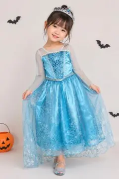 キッズ用 プリンセスドレス ブルー 雪の結晶柄 コスチューム　アナ雪