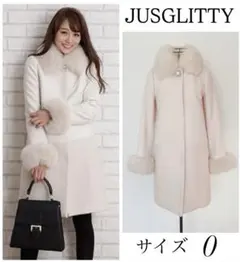 美品♡JUSGLITTY フォックスファー付き 切り替えアンゴラコート