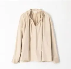 【Ballsey】ハイカウントサテン ネックフリルブラウス