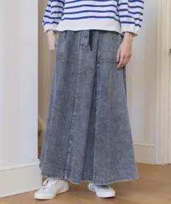 【美品】ニコアンド デニムスカート フレアスカート ウエストゴム Mサイズ