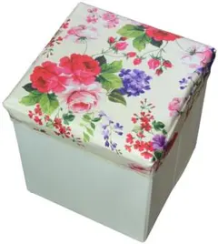 ロイヤルアーデン 花柄 PVC収納スツール スクエアタイプ D・78401