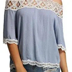 オフショルダー カットソー オフショル トップス 肩だし レース