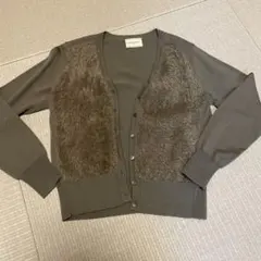 UNITED ARROWS ブラウンベージュファー付きカーディガン