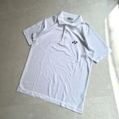ヨネックス ロゴ刺繍　半袖ポロシャツ〔S〕速乾 ドライ ホワイト 白 練習着
