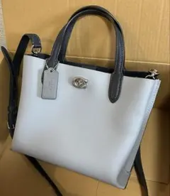 【美品】コーチ　coach ウィロウ　ショルダーバッグ　ハンドバッグブルーグレー