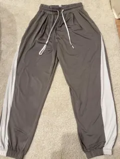 グレーブラウン サイドストライプ ジャージパンツ S 韓国