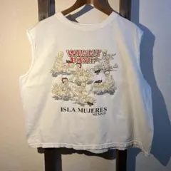 【00s】エロプリント ノースリーブTシャツ BONE 骸骨