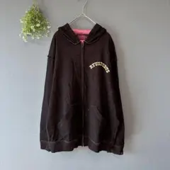 リュウスポーツ［M］クール可愛い◎薄手やわらか◎ミニダメージ加工ロゴパーカー