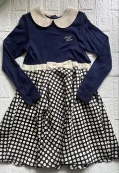 Mezzo Piano ネイビー・ホワイトドットワンピース 130cm