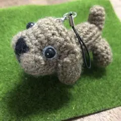 編みぐるみ　ハンドメイド　手編み　犬　ストラップ　ぬいぐるみ