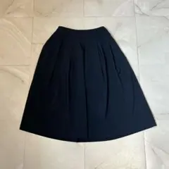 【ユニクロ 】S ネイビー 膝丈フレアスカート