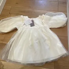 trois etoile ワンピース　オーガンジー　フリル　アイボリー　95