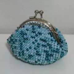 ビーズ　がま口　ハンドメイド　かぎ針編み　クロッシェ　ポーチ