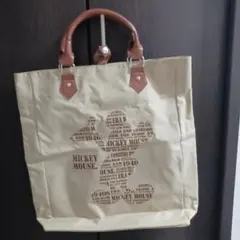 ミッキーマウス トートバッグ　グレーベージュ　新品