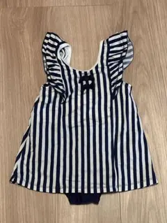 女の子用ストライプワンピース水着 110