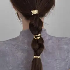 ヘアカフ 3点セット ポニーフック 韓国 高見え メタル まとめ髪