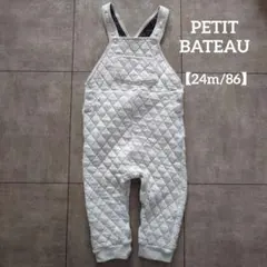 【24m/86cm】PETIT BATEAU　キルティングサロペット グレー