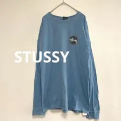 ステューシー　STUSSY ロングスリーブTシツ　バックビッグロゴ　ブルー　M