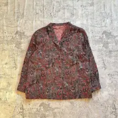 柄シャツ 総柄 ペイズリー レッド y2k カジュアル vintage 古着女子
