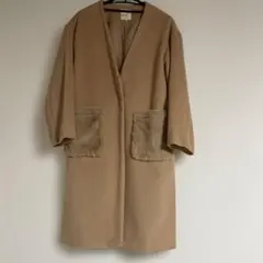 ノーカラーコート　earth music＆ecology Fサイズ　ベージュ