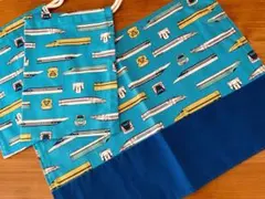 新幹線柄☆給食袋2枚＋ランチョンマット1枚　ドクターイエロー