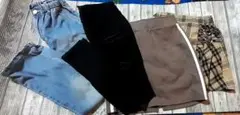 ボトムス4点セット（デニム・スキニー・スカート・チェック柄）140