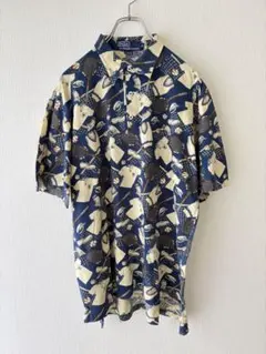 90s vintage 総柄ポロシャツ アースカラー トルコ製 ストリート 古着 