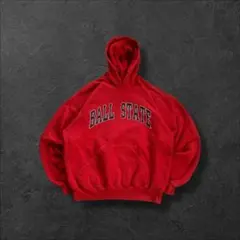 DELTAユーズド古着スウェットプルオーバートレーナーレッド赤ビッグロゴR518