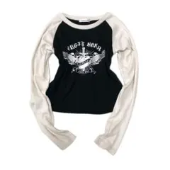 00s y2k ピチT ラグラン ゴシック プリントロンT