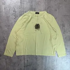 【花柄】長袖カットソー バラ刺繍 大人カジュアル シンプル 普段着 平成レトロ