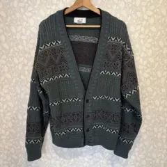 jad グレー系模様入りカーディガン L