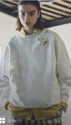 monkey time フレンチテリー ディストレスド クルーネック スウェット