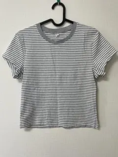 UNIQLO クロップドストライプ半袖Tシャツ　 Lサイズ